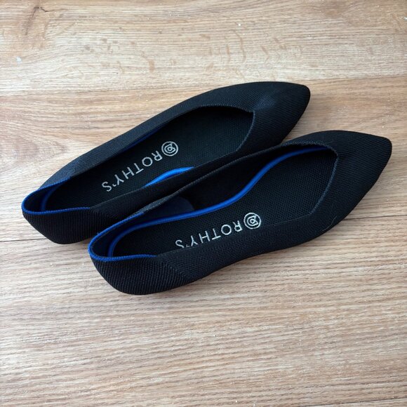 Rothy’s The Point Knit Ballet Flat Shoes Black Women’s Size 9.5 - Picture 4 of 8